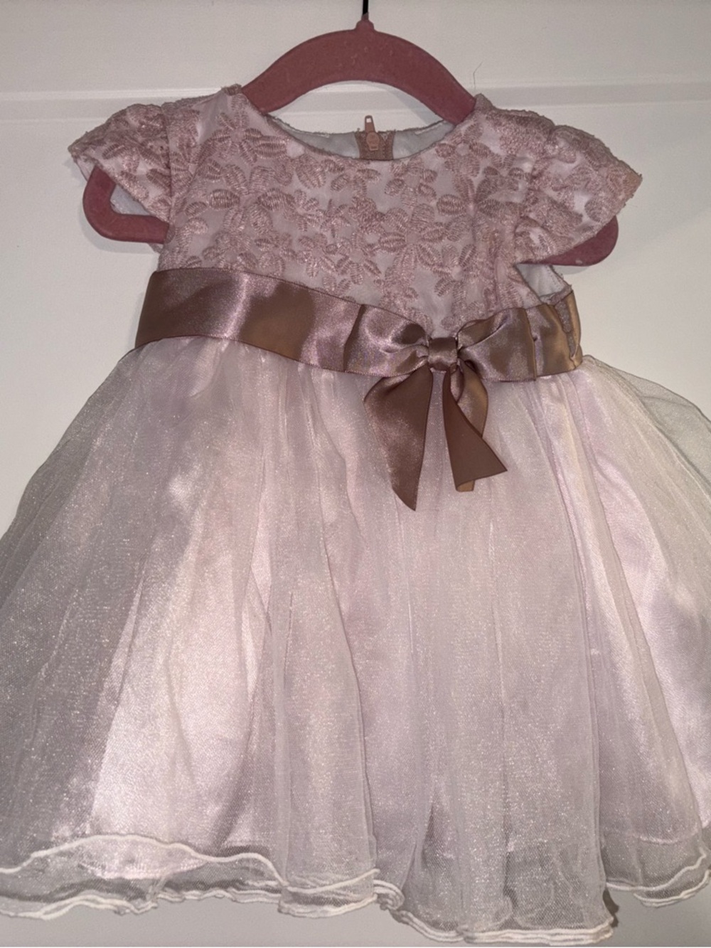 Pink Shimmer Tulle Bow Dress
